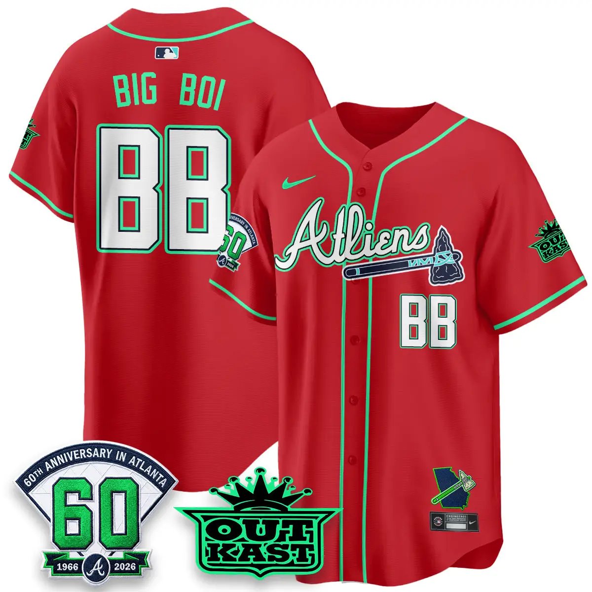 ATL x Atliens Cool Base Galaxy Version Jersey - Stitched (2) by Atlanta Braves
