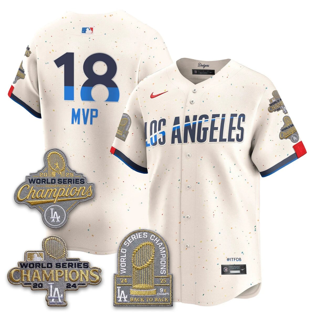 Los Angeles Dodgers Gold Collection Stadium Vapor Limited Jersey - Back to Back 9x Champs - All Stitched by Los Angeles Dodgers