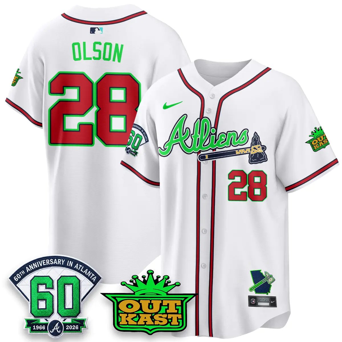 ATL x Atliens Cool Base Galaxy Version Jersey - Stitched (2) by Atlanta Braves