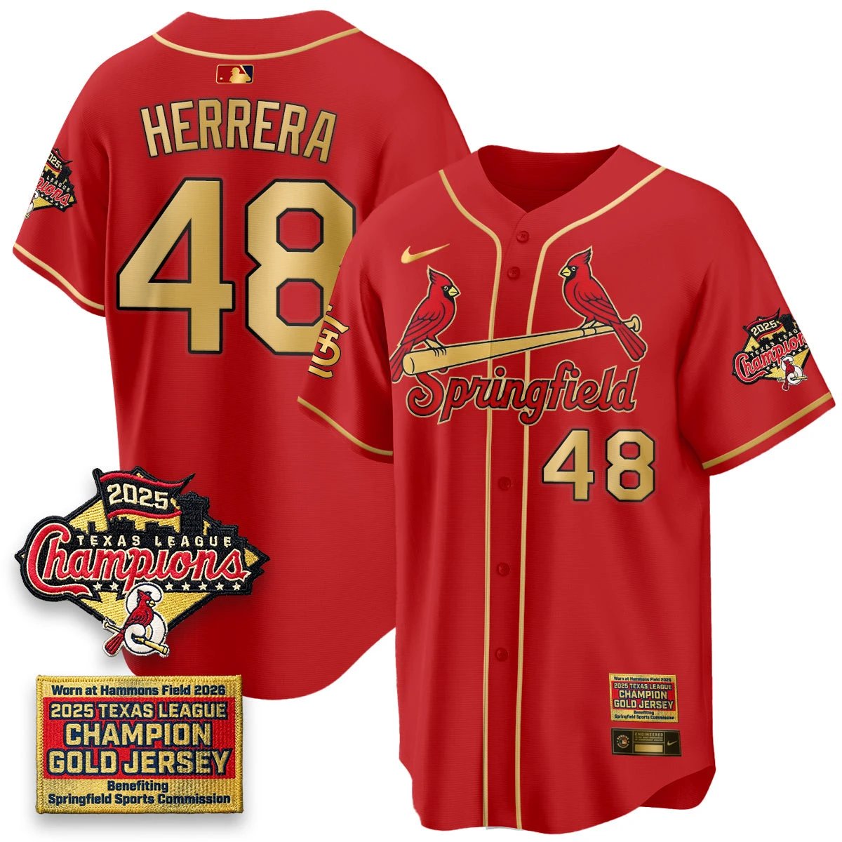 St. Louis Cardinals Springfield's Championship Gold Limited Jerseys - All Stitched by St. Louis Cardinals