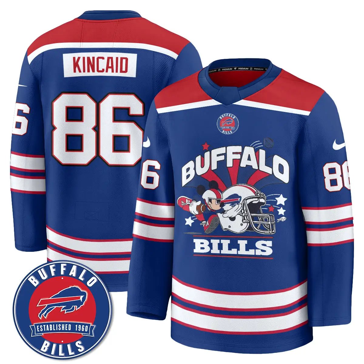 BUF x Cartoon Mouse Edition Hockey Jersey - Printed by Buffalo Bills