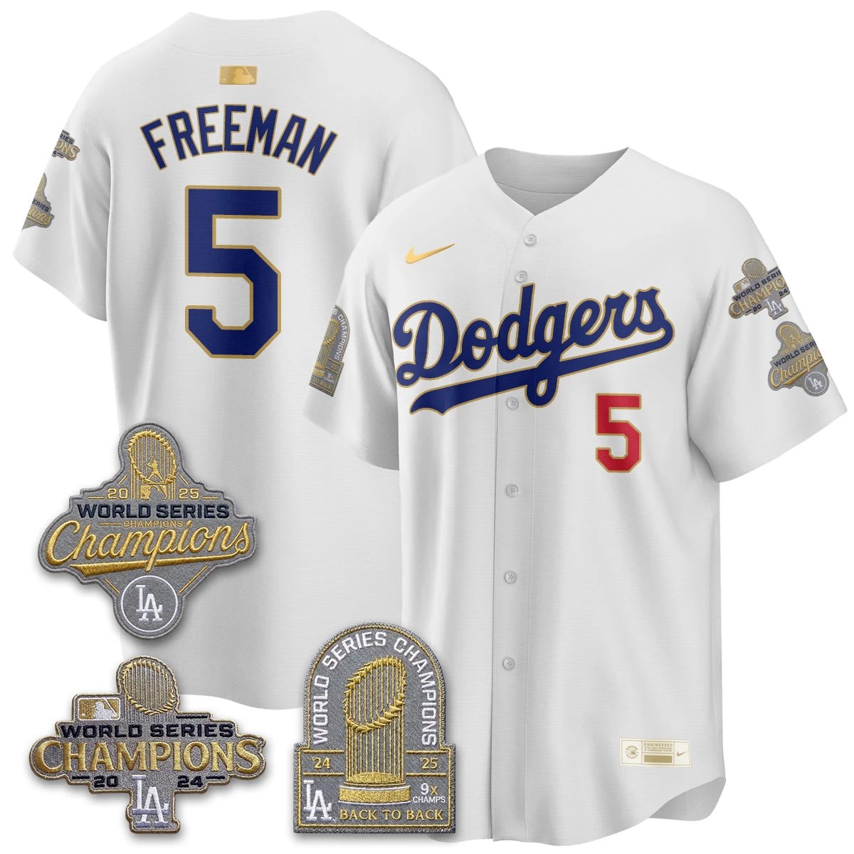 Los Angeles Dodgers Gold Collection Stadium Vapor Limited Jersey - Back to Back 9x Champs - All Stitched by Los Angeles Dodgers