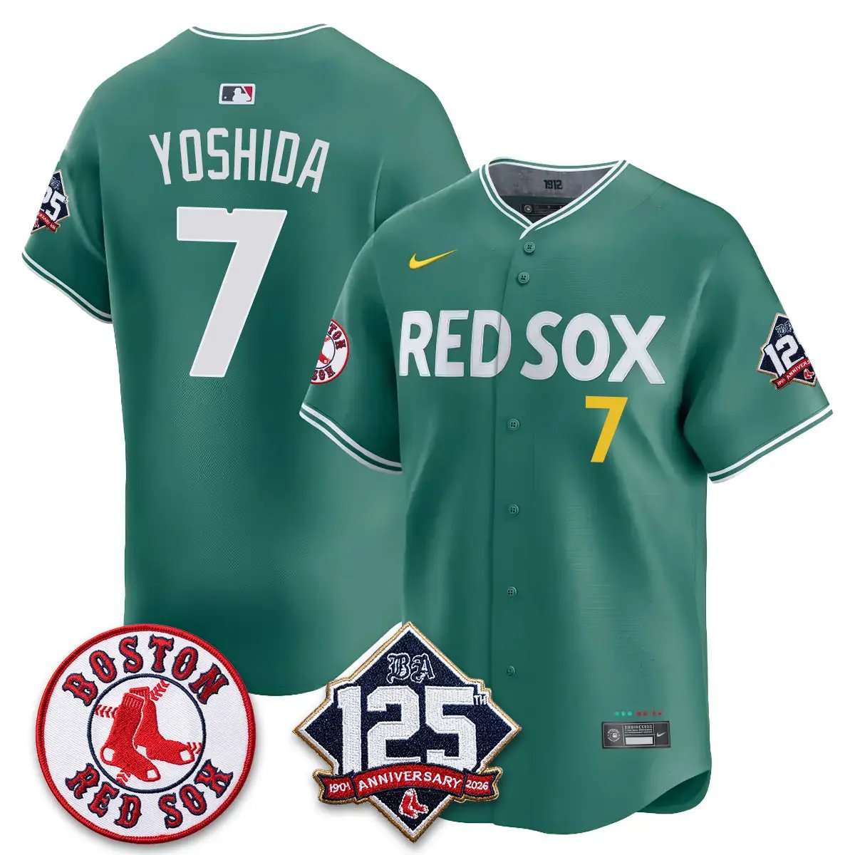 Boston Red Sox 125th Anniversary Patch Vapor Jersey - Stitched by Boston Red Sox