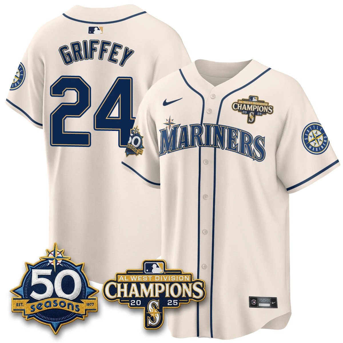 Seattle Mariners Vapor Premier Limited Jersey - 50th Anniversary & AL West Division Champions - Steelheads Community Funds - All Stitched by Seattle Mariners