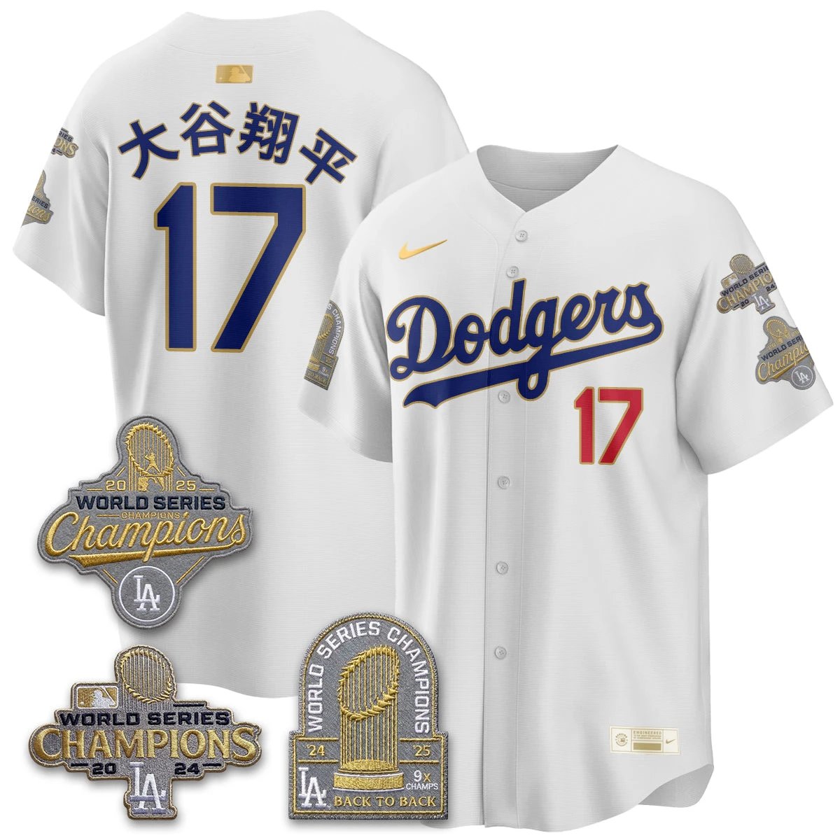 Los Angeles Dodgers Gold Collection Stadium Vapor Limited Jersey - Back to Back 9x Champs - All Stitched by Los Angeles Dodgers