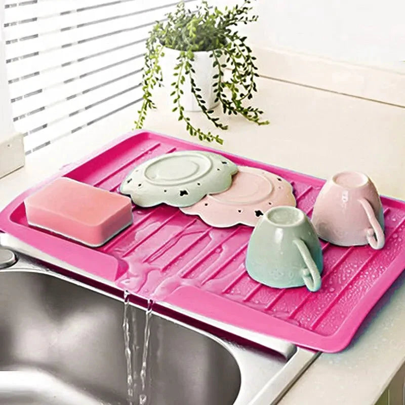 Drain Rack Kitchen Silicone Dish Drainer Tray Large Sink Drying Rack by Bowlift