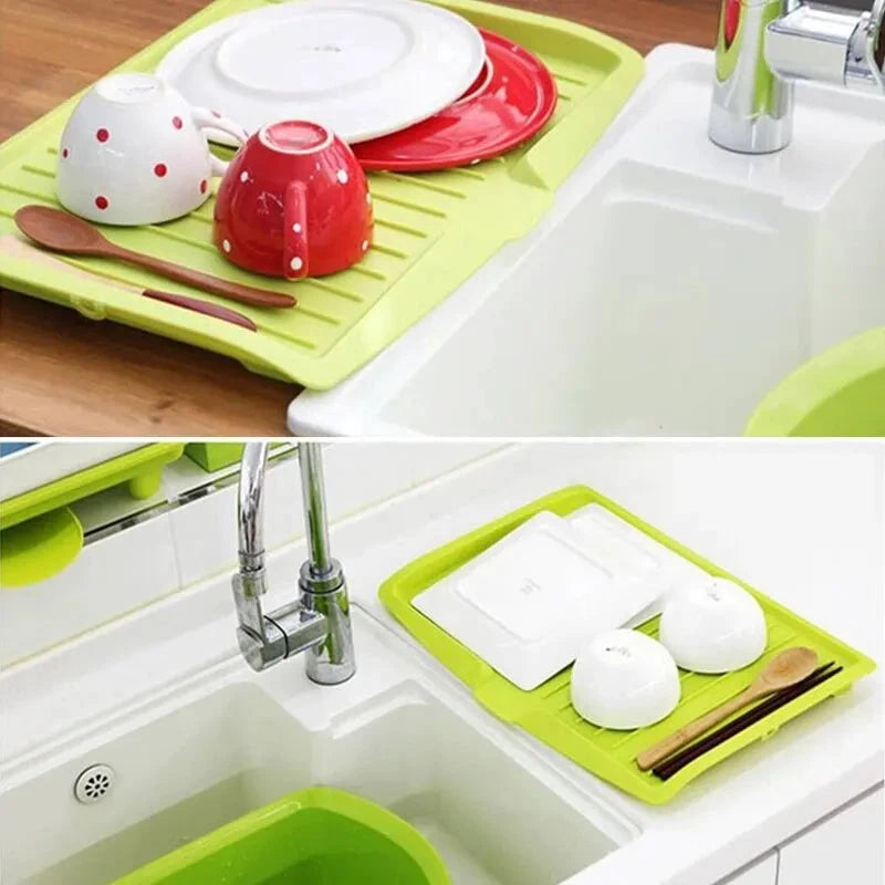 Drain Rack Kitchen Silicone Dish Drainer Tray Large Sink Drying Rack by Bowlift