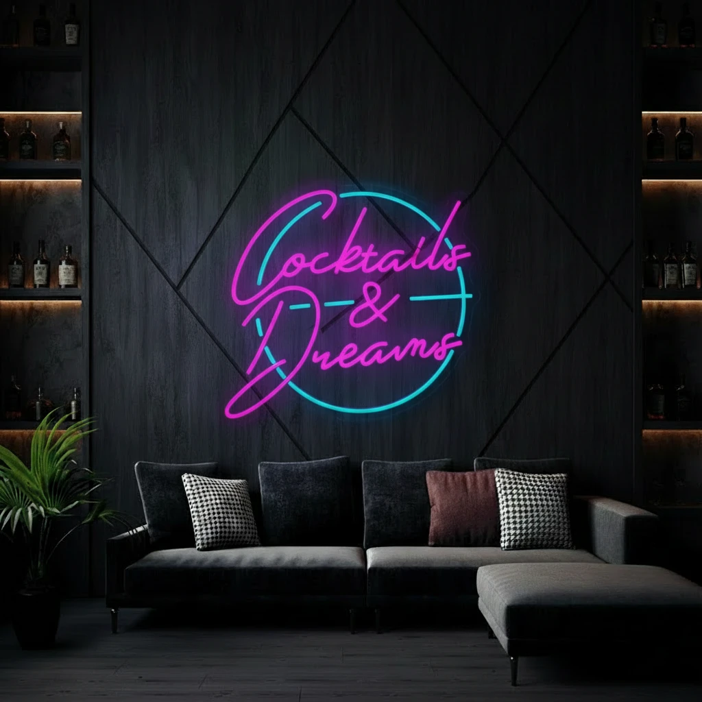 Cocktails and Dreams Neon Sign Bar Wall Decor Sign by Neonchics