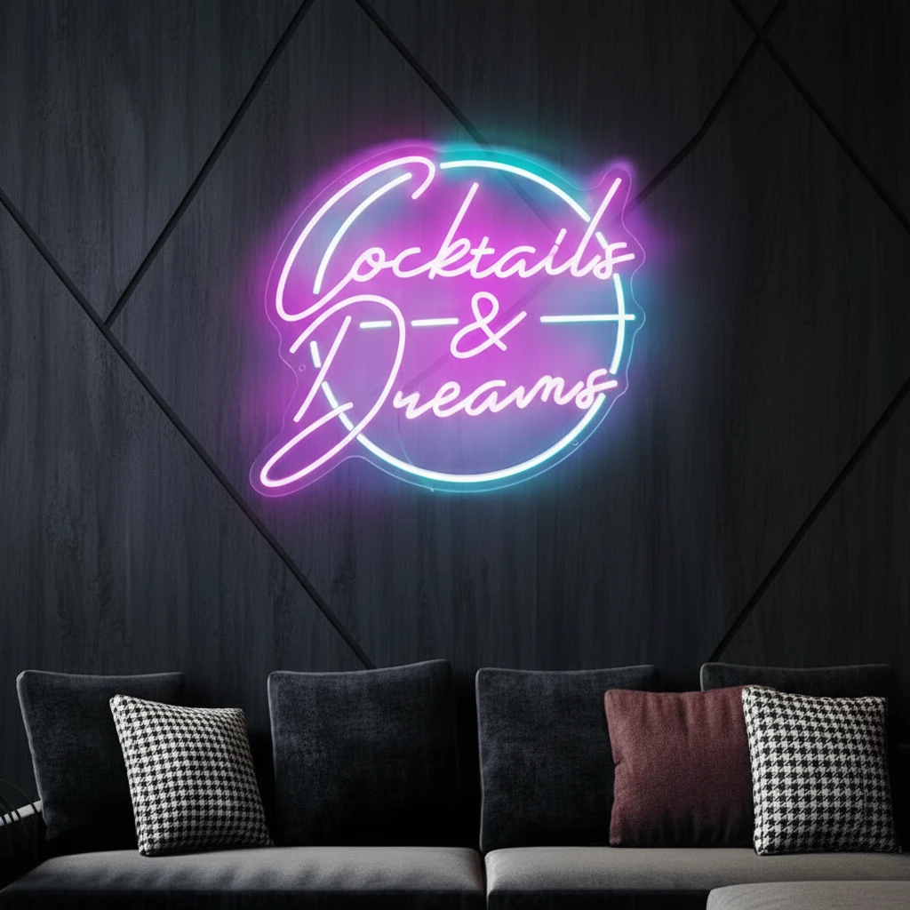 Cocktails and Dreams Neon Sign Bar Wall Decor Sign by Neonchics