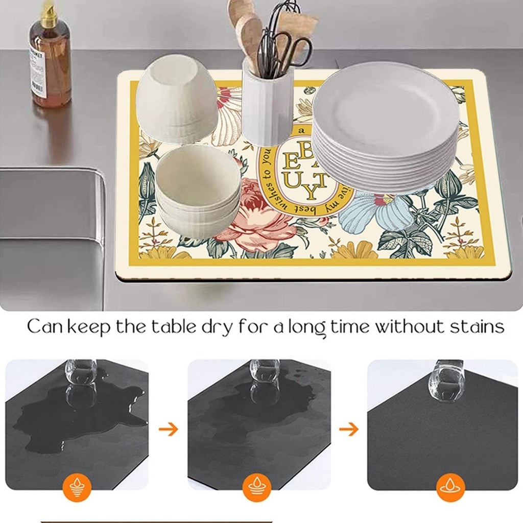 Drying Mat Kitchen Counter Rubber Coffee Bar Accessories Coffee Mats Pads by Bowlift