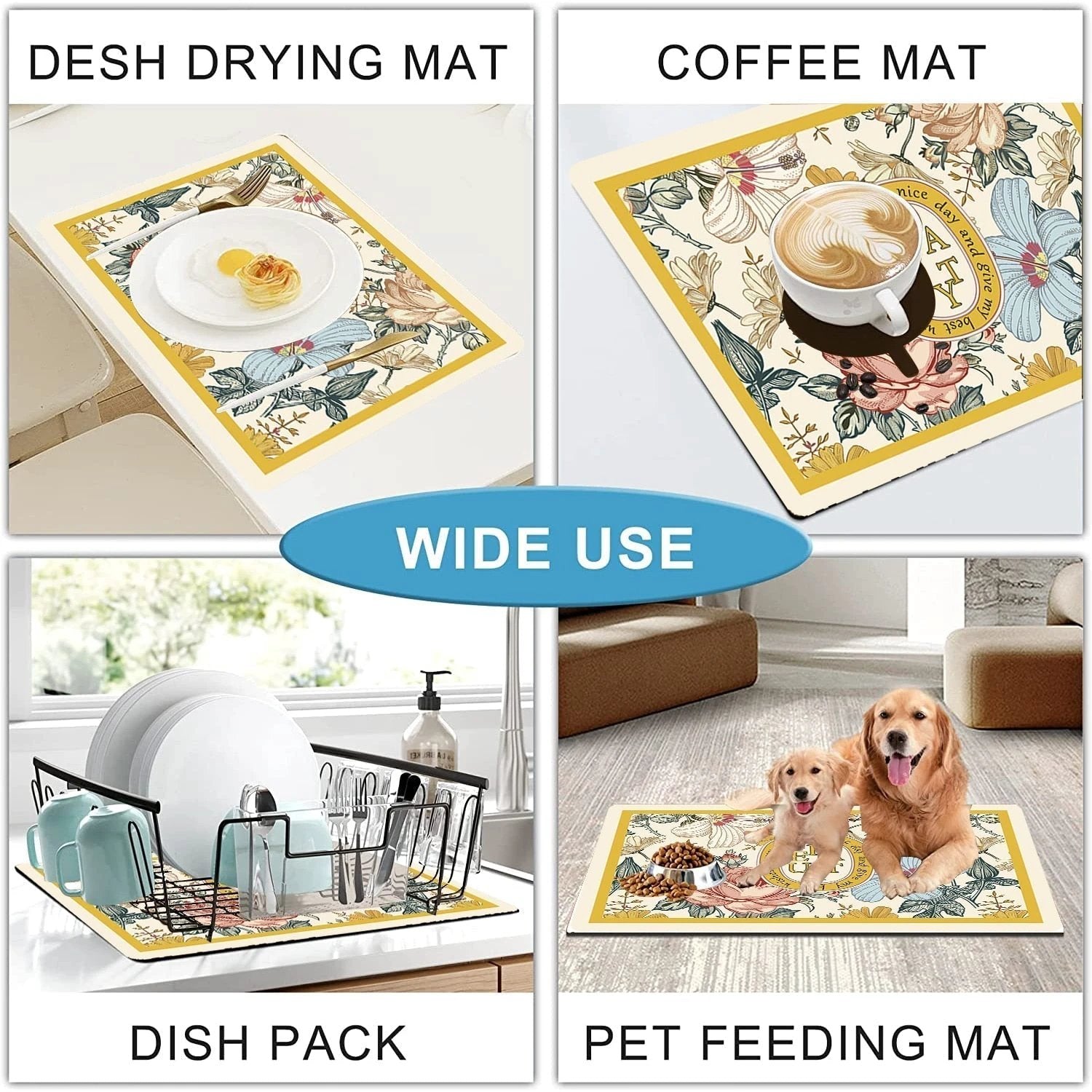 Drying Mat Kitchen Counter Rubber Coffee Bar Accessories Coffee Mats Pads by Bowlift