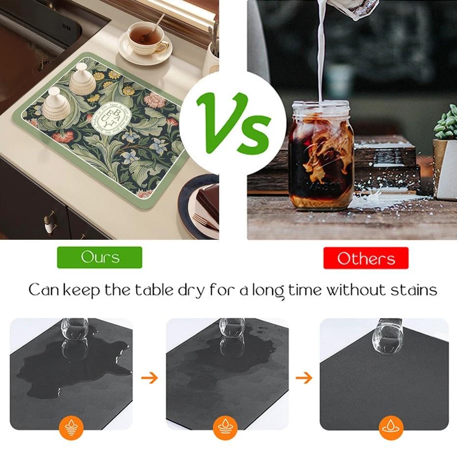 Drying Mat Kitchen Counter Rubber Coffee Bar Accessories Coffee Mats Pads by Bowlift