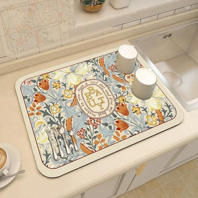 Drying Mat Kitchen Counter Rubber Coffee Bar Accessories Coffee Mats Pads by Bowlift