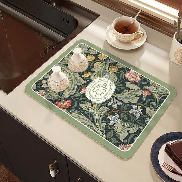 Drying Mat Kitchen Counter Rubber Coffee Bar Accessories Coffee Mats Pads by Bowlift