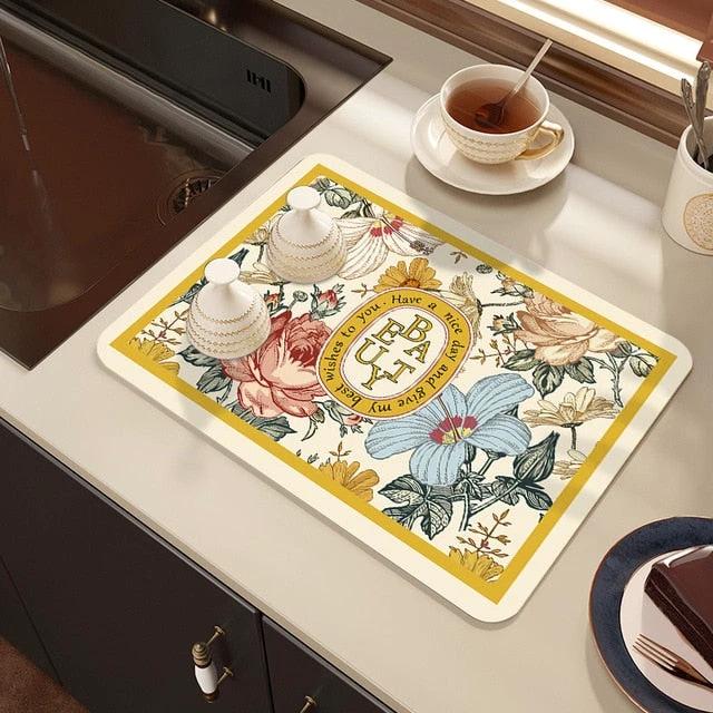 Drying Mat Kitchen Counter Rubber Coffee Bar Accessories Coffee Mats Pads by Bowlift