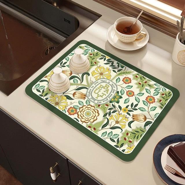Drying Mat Kitchen Counter Rubber Coffee Bar Accessories Coffee Mats Pads by Bowlift