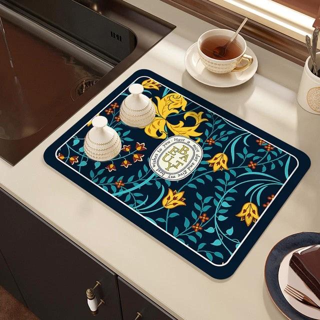 Drying Mat Kitchen Counter Rubber Coffee Bar Accessories Coffee Mats Pads by Bowlift
