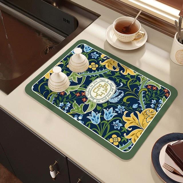 Drying Mat Kitchen Counter Rubber Coffee Bar Accessories Coffee Mats Pads by Bowlift