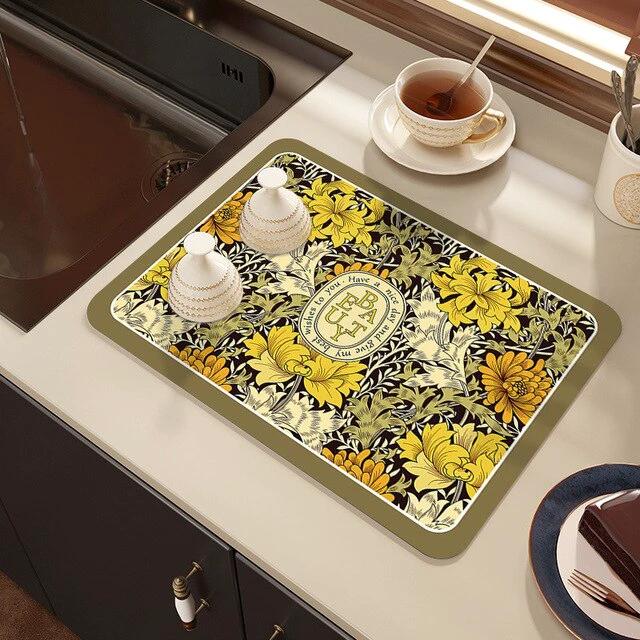 Drying Mat Kitchen Counter Rubber Coffee Bar Accessories Coffee Mats Pads by Bowlift