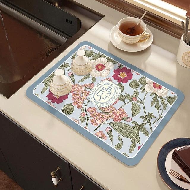 Drying Mat Kitchen Counter Rubber Coffee Bar Accessories Coffee Mats Pads by Bowlift