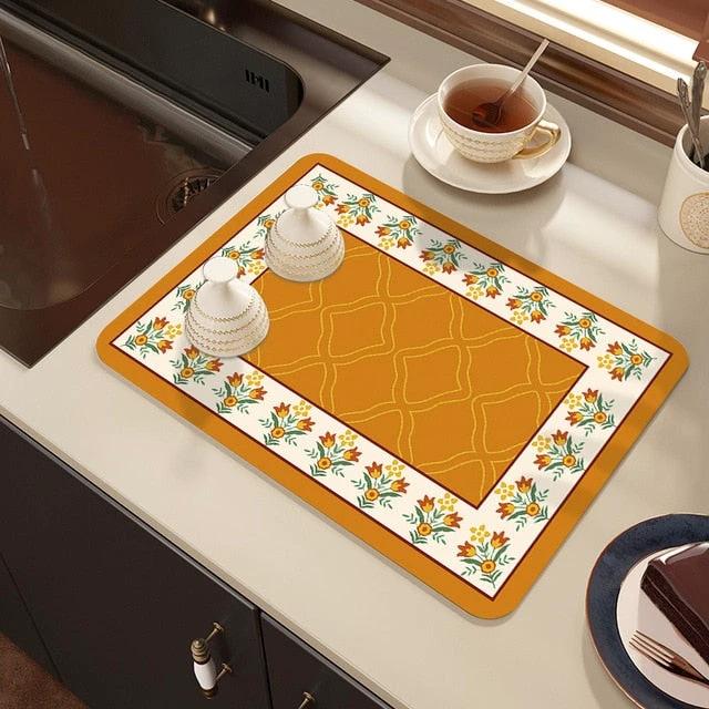 Drying Mat Kitchen Counter Rubber Coffee Bar Accessories Coffee Mats Pads by Bowlift