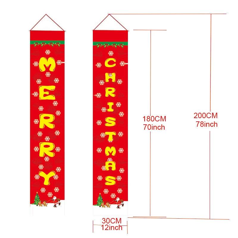 Merry Christmas Banners, Christmas Decorations, Front Door Merry Christmas Porch Banners Red Porch Sign Hanging Xmas Decorations for Home Wall Indoor Outdoor Holiday Party Decor by flagsshop