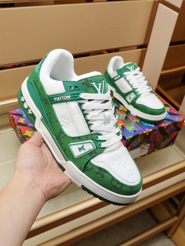 Luxury Virgil Trainer Sneakers Shoes Signature Green Monogram by Air Jordan