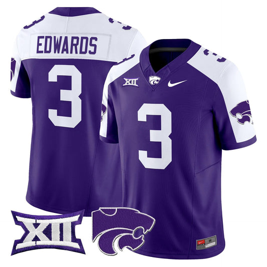 Dylan Edwards Jersey #3 Kansas State Wildcats 2025 Limited Stitched Purple Alter by My Store
