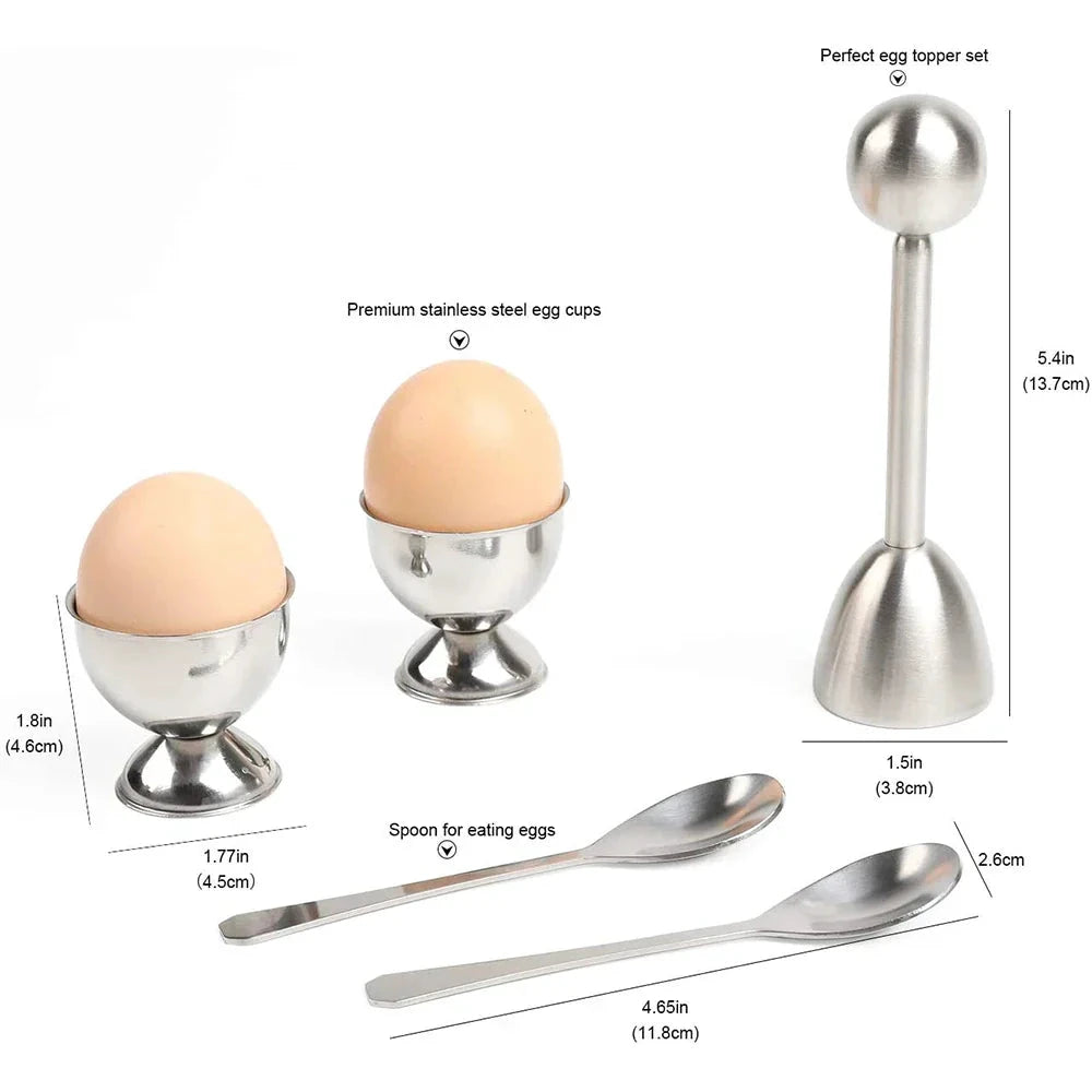 Egg Cracker Topper Set Stainless Steel Soft Hard Boiled Egg Opener Kit by Bowlift
