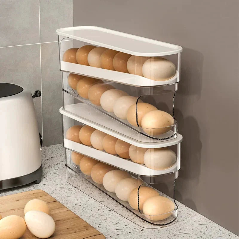 Egg Storage Box Automatic Scrolling Egg Holder Egg Storage Rack by Bowlift