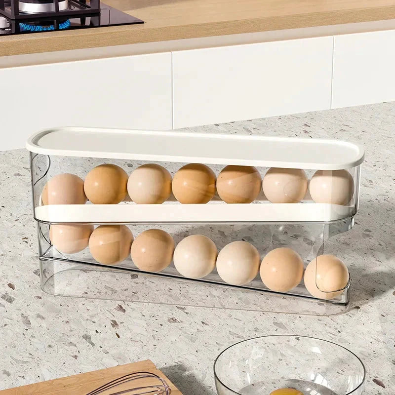 Egg Storage Box Automatic Scrolling Egg Holder Egg Storage Rack by Bowlift