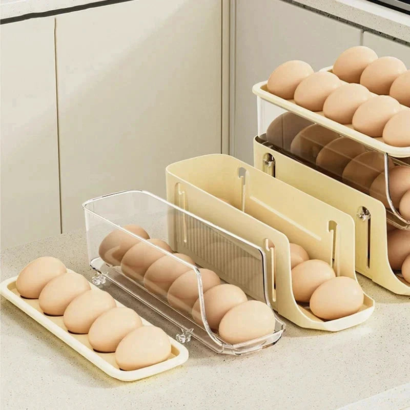 Egg Storage Box Automatic Scrolling Egg Holder Egg Storage Rack by Bowlift