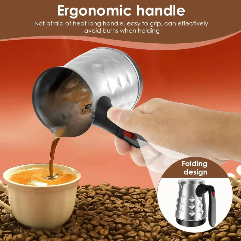 Electric Coffee Pot Stainless Steel Espresso Maker with Folding Handle by Bowlift