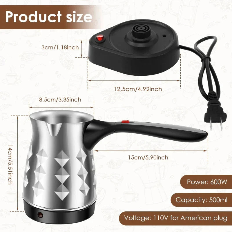 Electric Coffee Pot Stainless Steel Espresso Maker with Folding Handle by Bowlift