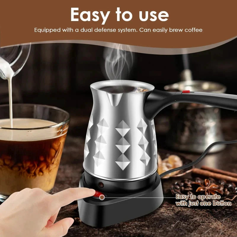 Electric Coffee Pot Stainless Steel Espresso Maker with Folding Handle by Bowlift