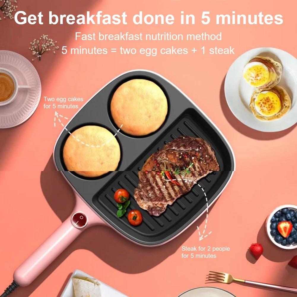 Electric Griddle Frying Pan 3-in-1 Non-Stick Divided Grill Pan by Bowlift