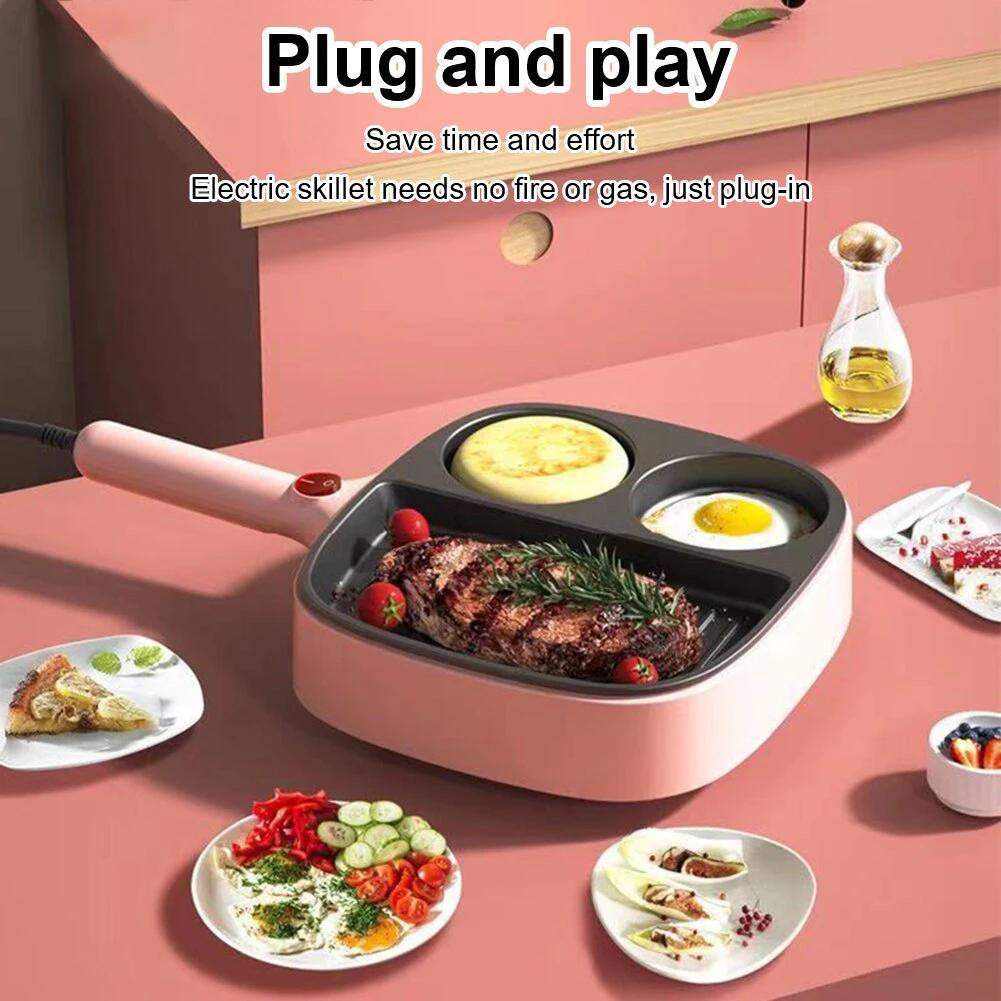 Electric Griddle Frying Pan 3-in-1 Non-Stick Divided Grill Pan by Bowlift