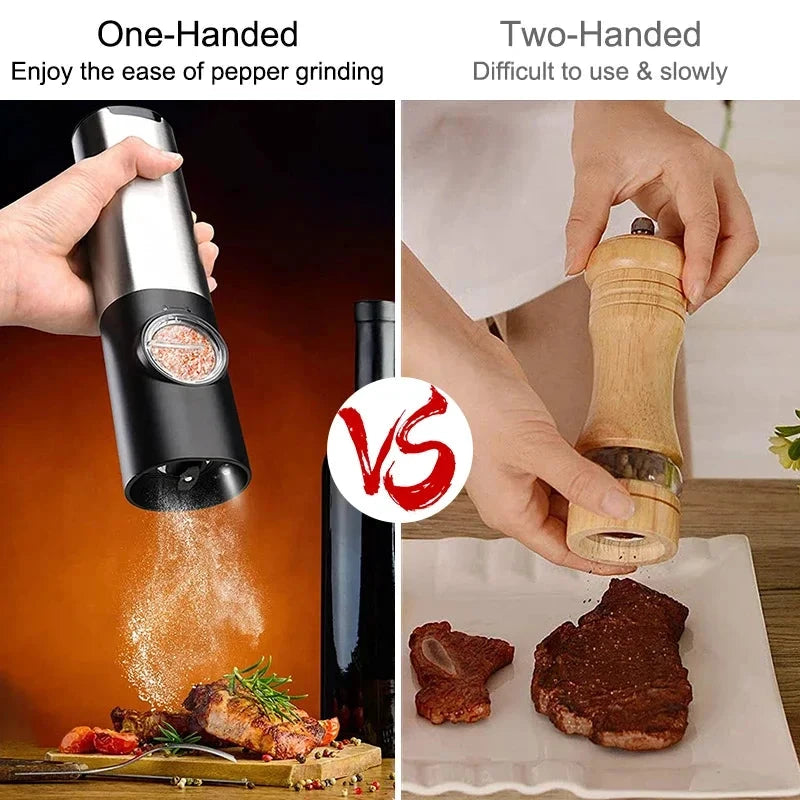 Electric Salt Pepper Grinder Set USB Rechargeable Automatic Spice Mill by Bowlift