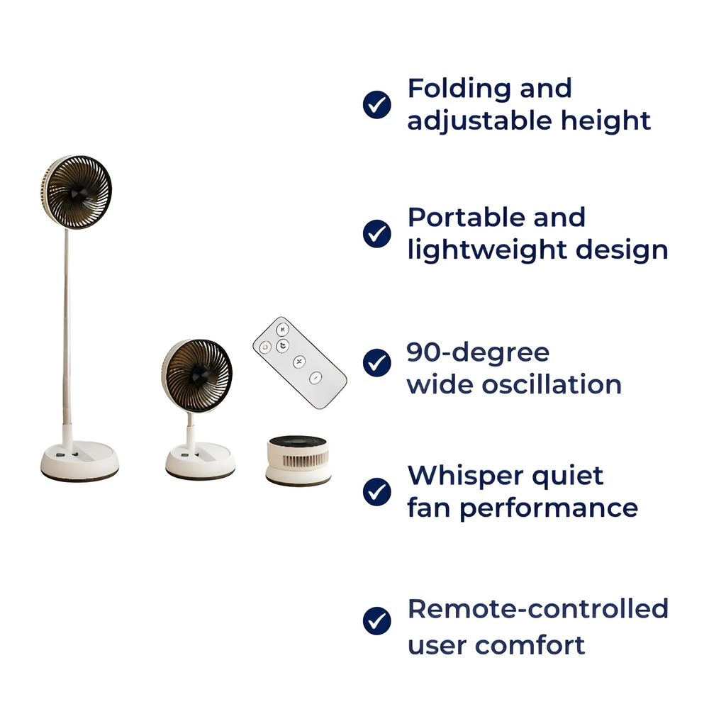Quiet Portable Cooling – Lightweight Foldable Design – Remote-Control Home & Outdoor Use Bowlift by Bowlift