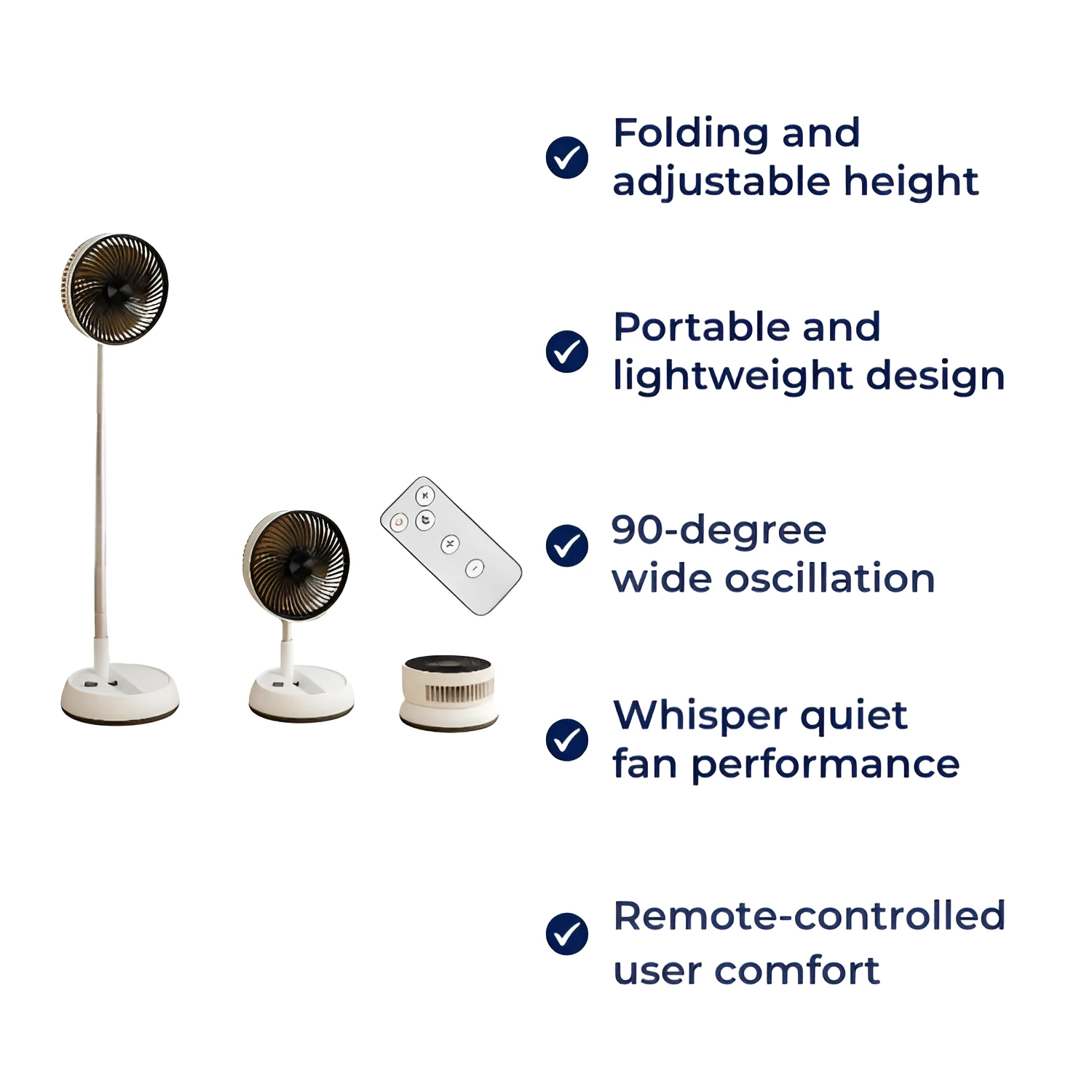 Quiet Portable Cooling – Lightweight Foldable Design – Remote-Control Home & Outdoor Use Bowlift by Bowlift