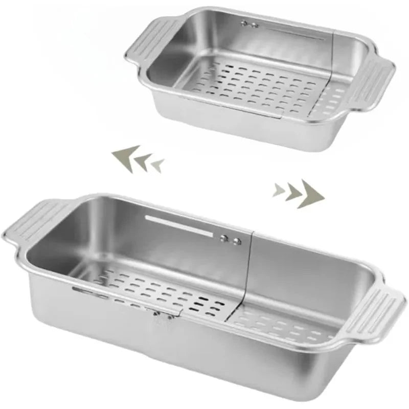 Extendable Stainless Steel Over the Sink Colander Strainer Basket by Bowlift
