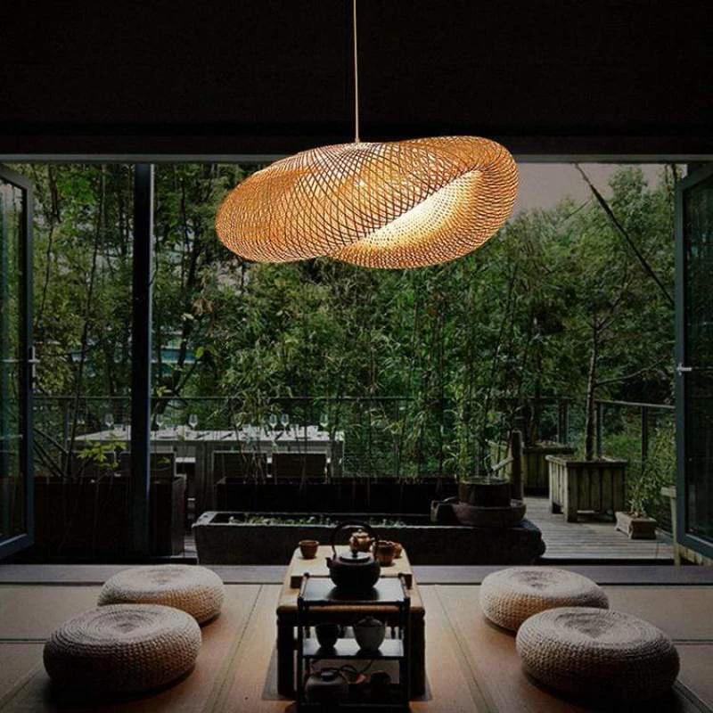 ZenGlow Handwoven Bamboo Pendant Light Bowlift by Bowlift