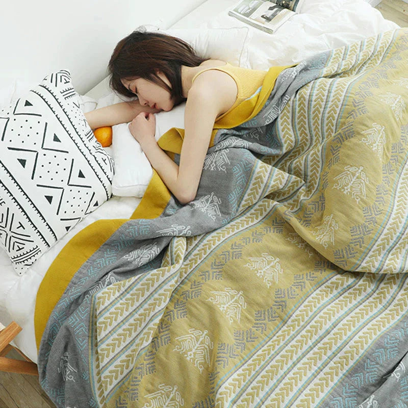Wheatfield Dreams Reversible Cotton Blanket by Casa & Beyond
