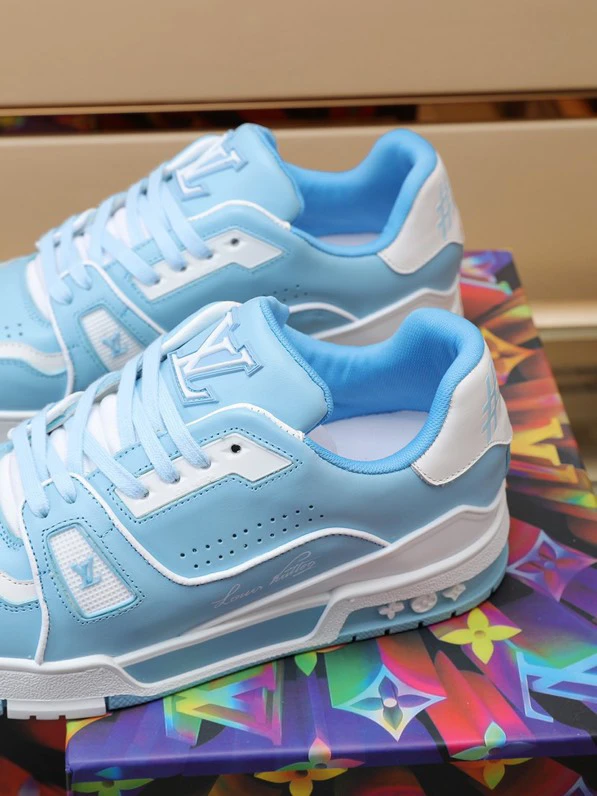 Luxury Virgil Trainer Sneakers Shoes #54 Signature White Blue Monogram by Air Jordan