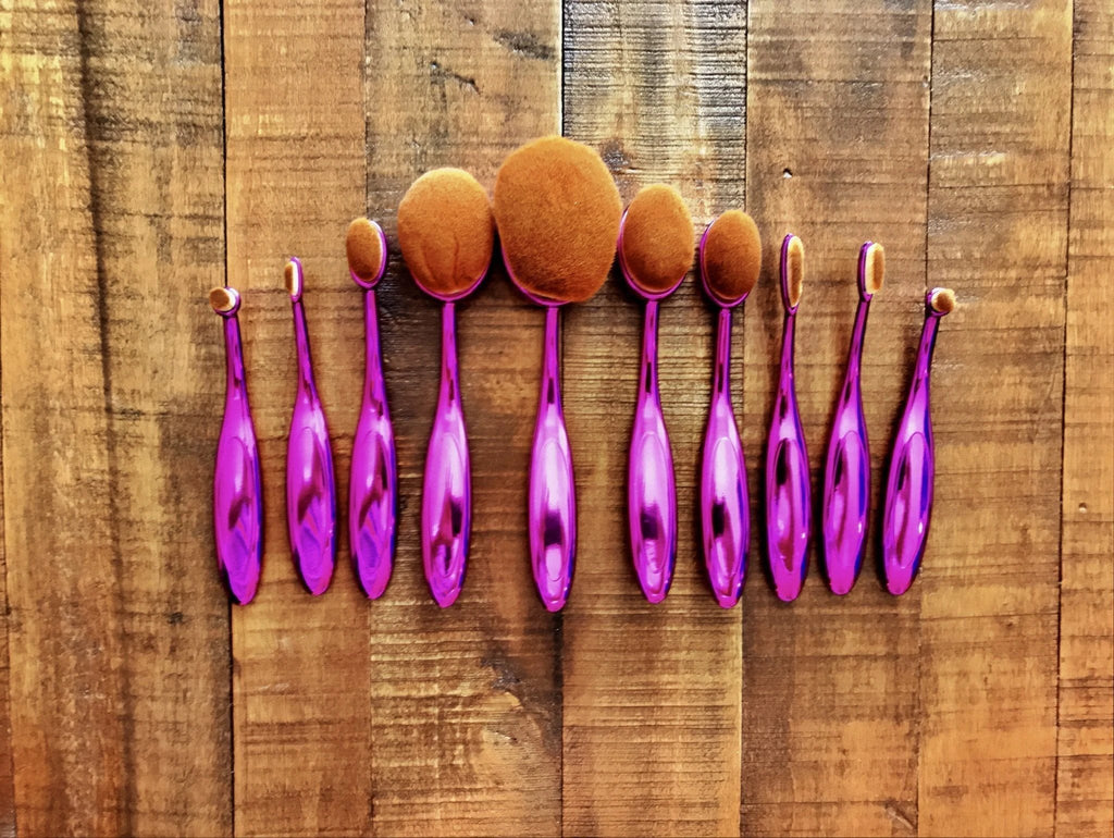 GlamPink Makeup Brushes - 10 Piece Set by Bowlift