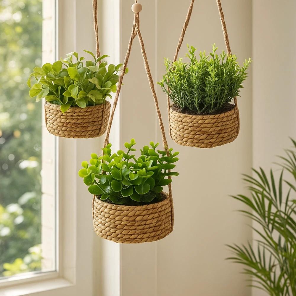 Leafara Hanging Artificial Plant In Woven Basket Pot by Casa & Beyond