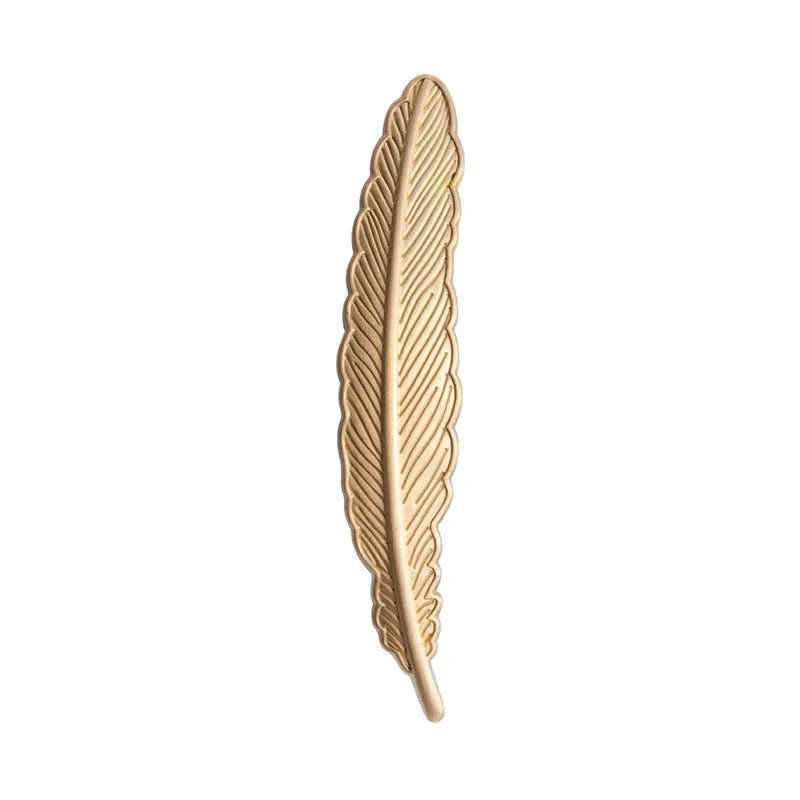 Feather Design Brass Cabinet Handle Wardrobe Drawer Pull Door Handle by Bowlift