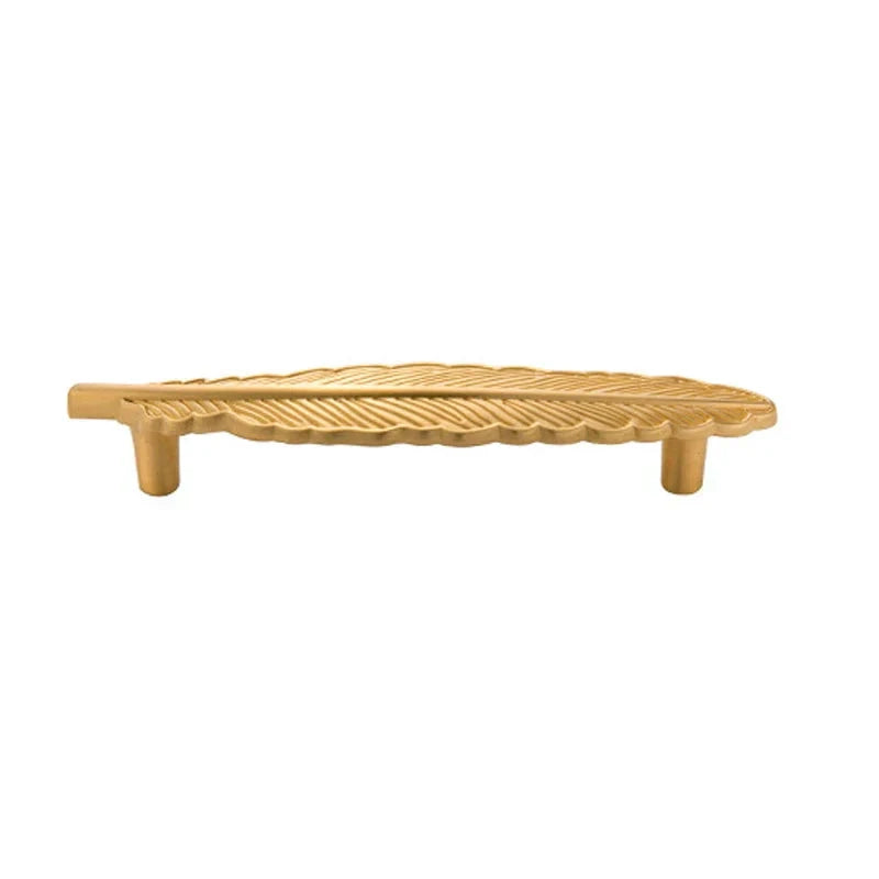 Feather Design Brass Cabinet Handle Wardrobe Drawer Pull Door Handle by Bowlift