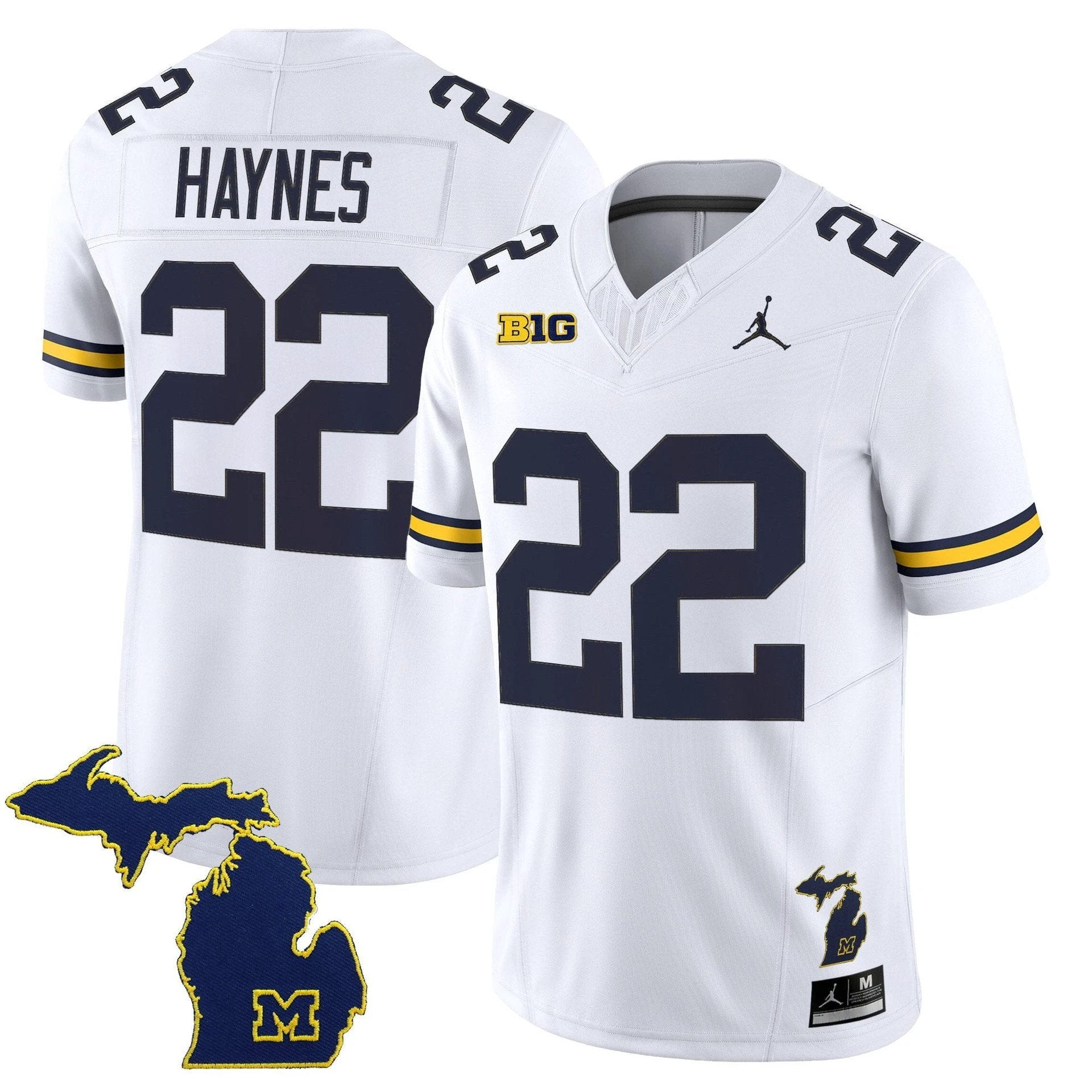 Justice Haynes Jersey #22 Michigan Wolverines 2025 Limited V2 Stitched White by My Store NCAA Football Jerseys
