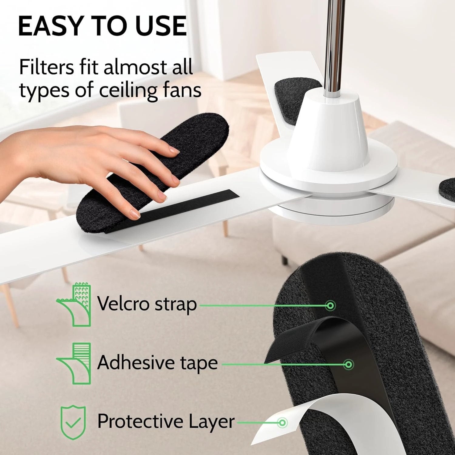 Ceiling Fan Air Purifier Pads | For Indoor Allergies & Hay fever by Casa & Beyond